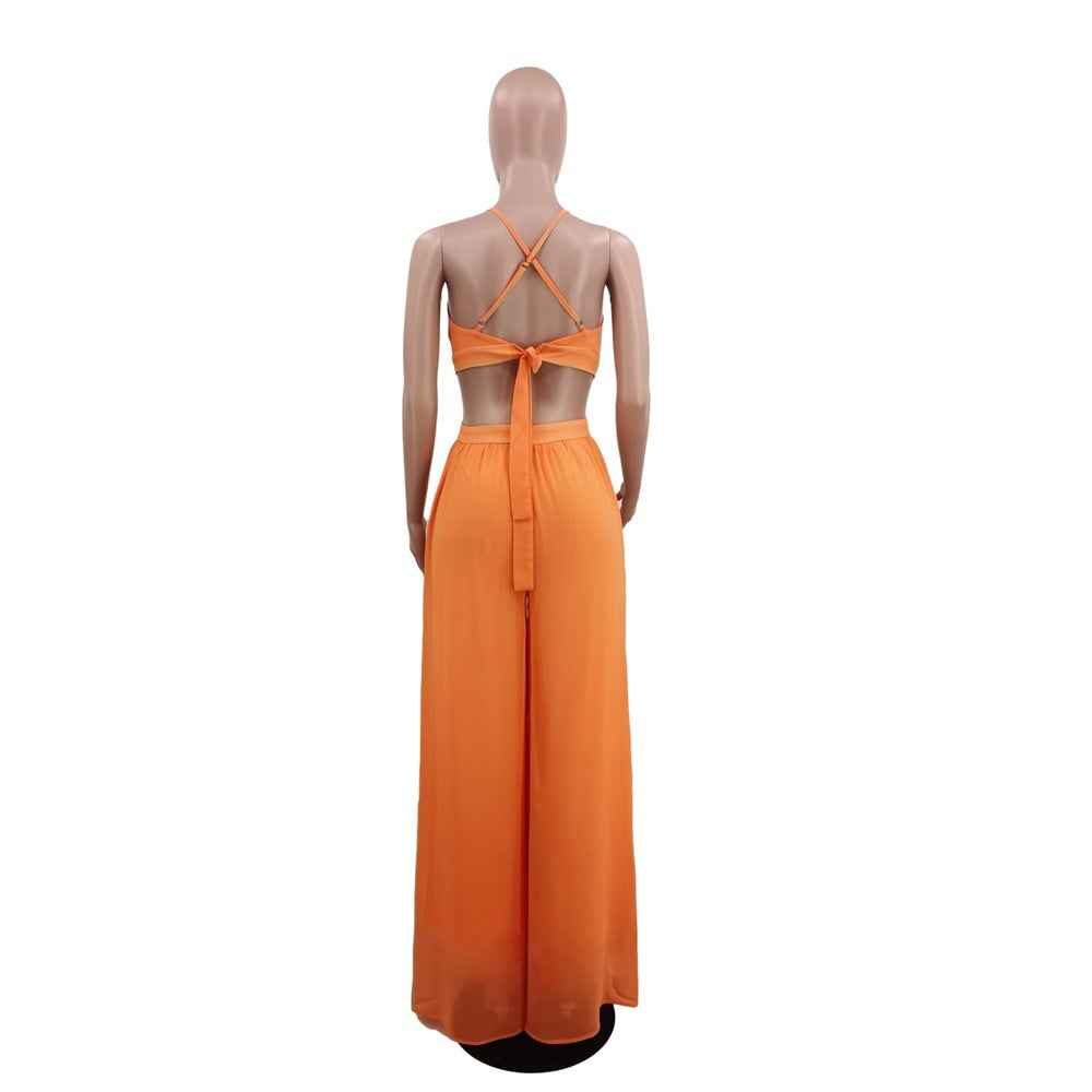 New Solid Color Casual Loose Chiffon Women Jumpsuit