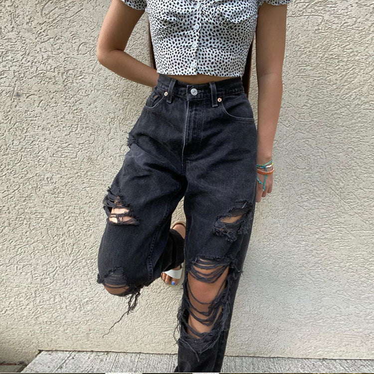 Women's Jeans Ripped Loose Fit