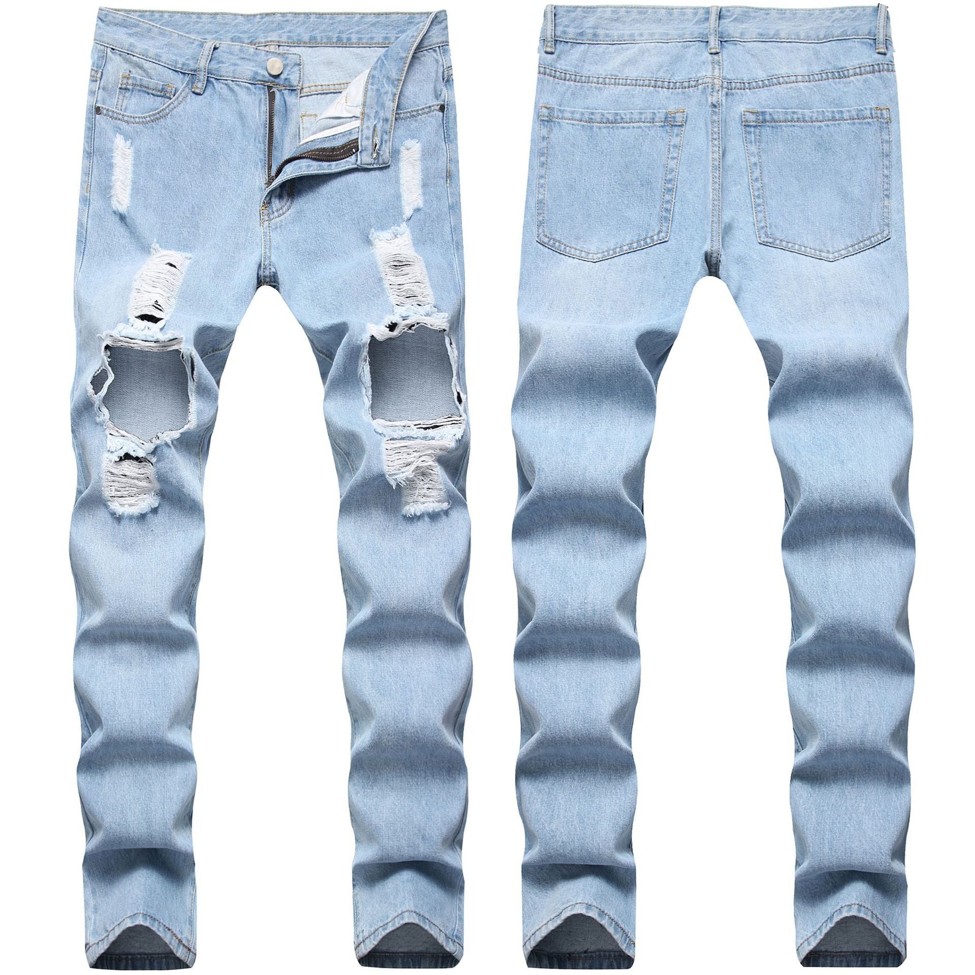 Men's Light Blue Ripped Pants