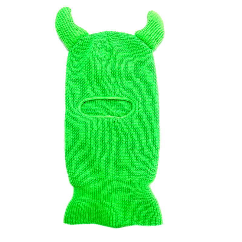 Halloween Wool Hat Mask Horn Single Hole