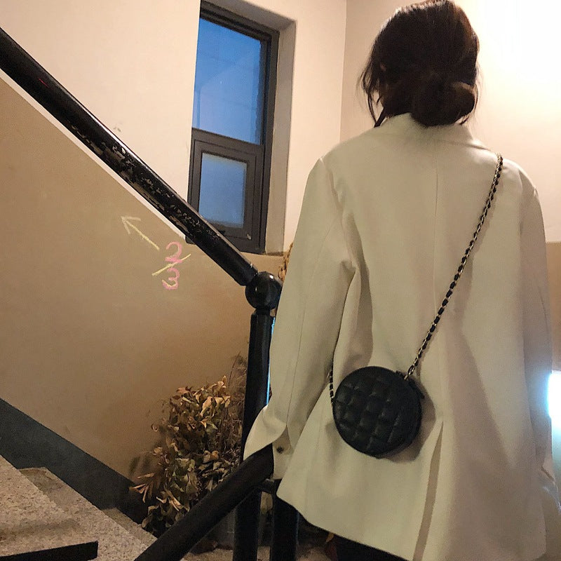 Cute mini chain diamond zipper crossbodybag, mini versatile chain women's bag, mini small round bag spring and summer