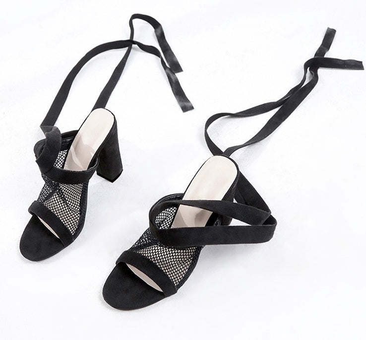 Women's Bandage Fish Mouth Net High Heels