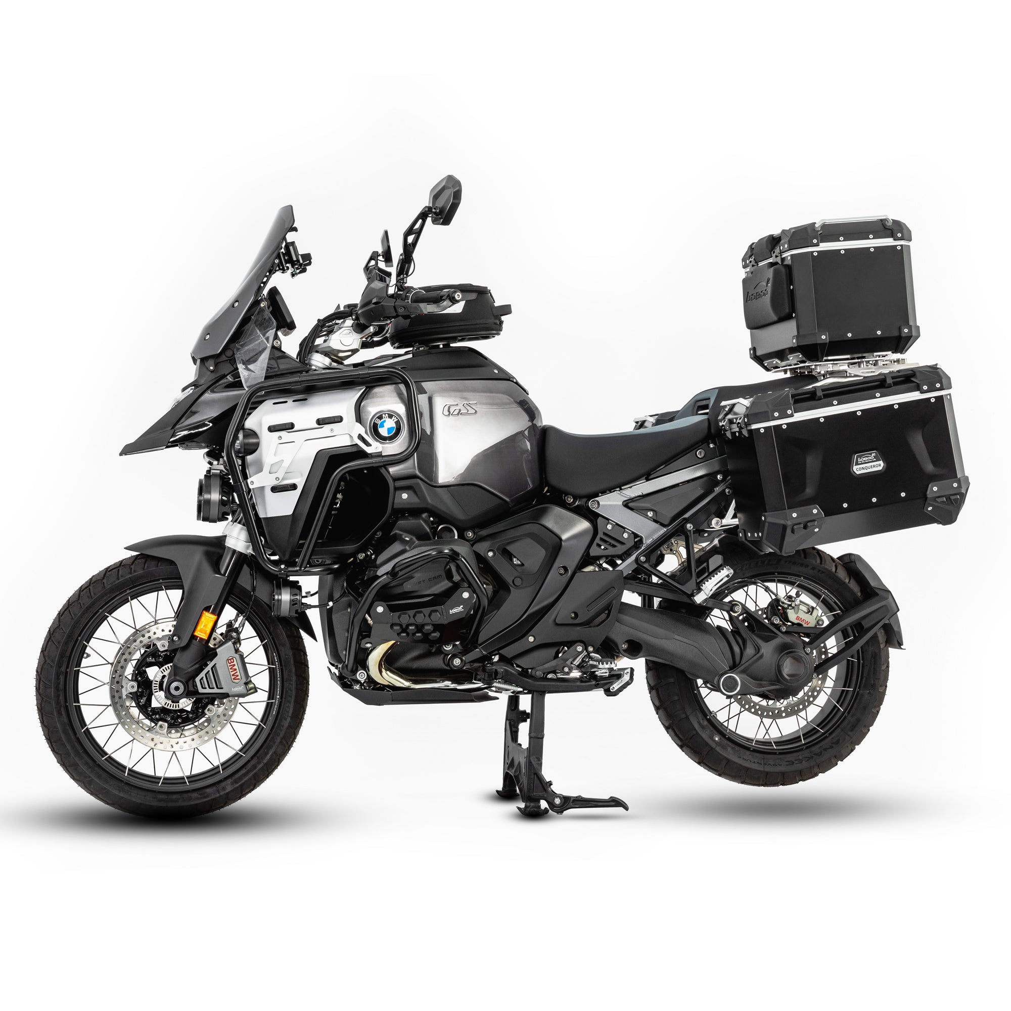 LOBOO Upper Crash Bar for BMW R1300GS Adventure (2024-on) – 304 Stainless Steel, Multi-Point Support, Silver / Black Finish