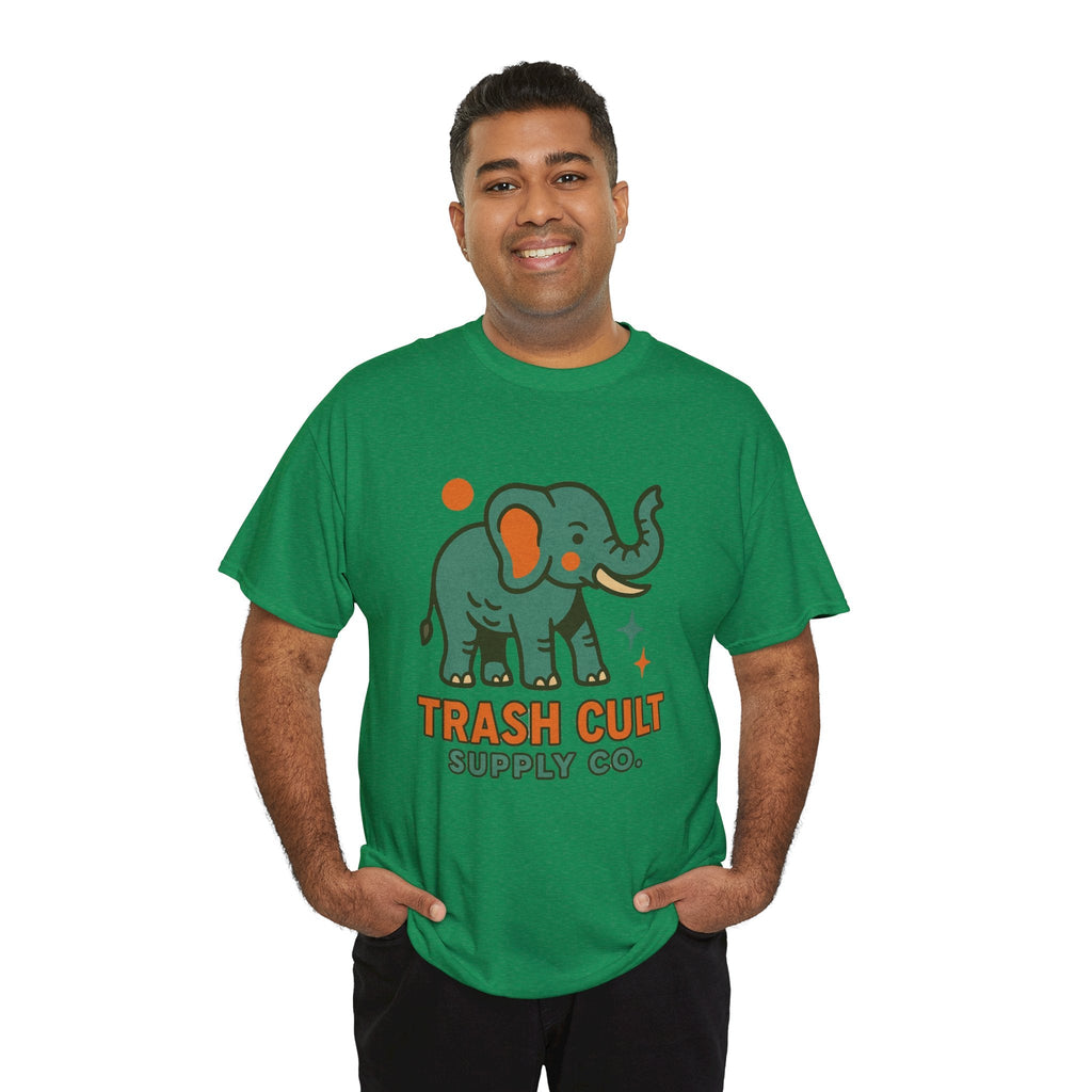 Trash Cult Elephant Unisex Heavy Cotton Tee, Eco-Friendly Shirt, Cool Casual Tee, Gift for Animal Lovers, Vintage Style T-Shirt