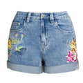 Stretch Bottoms for Women 3D Exquisite Embroidered Floral Denim