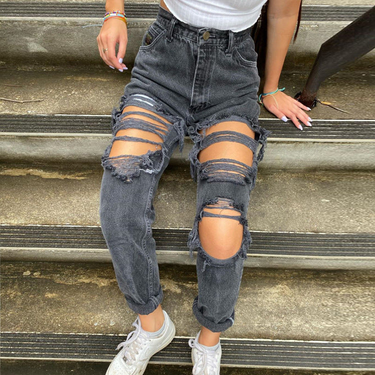 Women's Jeans Ripped Loose Fit