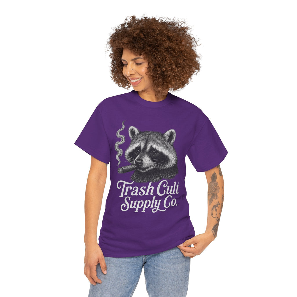 Monochrome Raccoon Cigar Shirt – Trash Cult Supply Co. | Gildan 5000 Tee