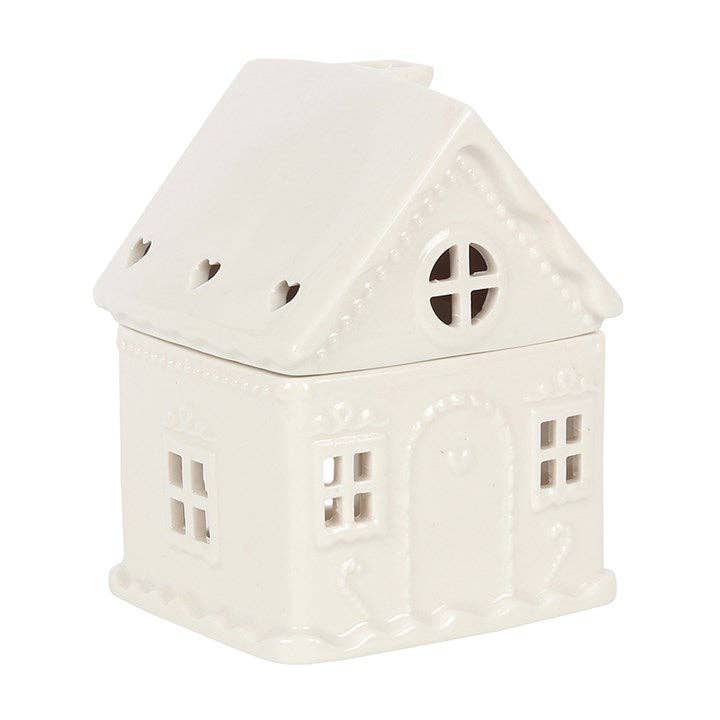 White Christmas Gingerbread House Tealight Wax Warmer