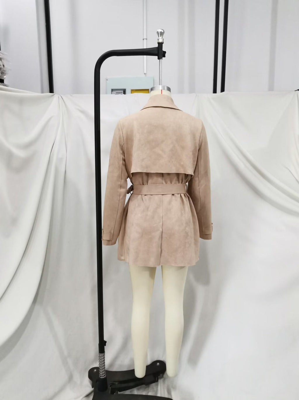 Women's Streetwear Jacket Suede Texture Trench