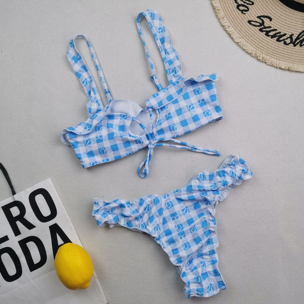 New Multi Color Printed Bikini Fresh Swimsuit Women Lace Split Swimsuit