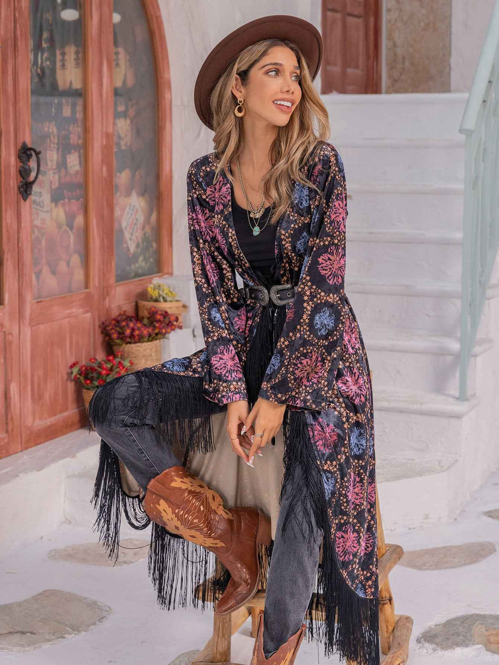 Women's Kimono Jacket with Tassels