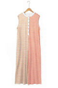 Jumpsuit Mixed Color Stripe Sleeveless Loose