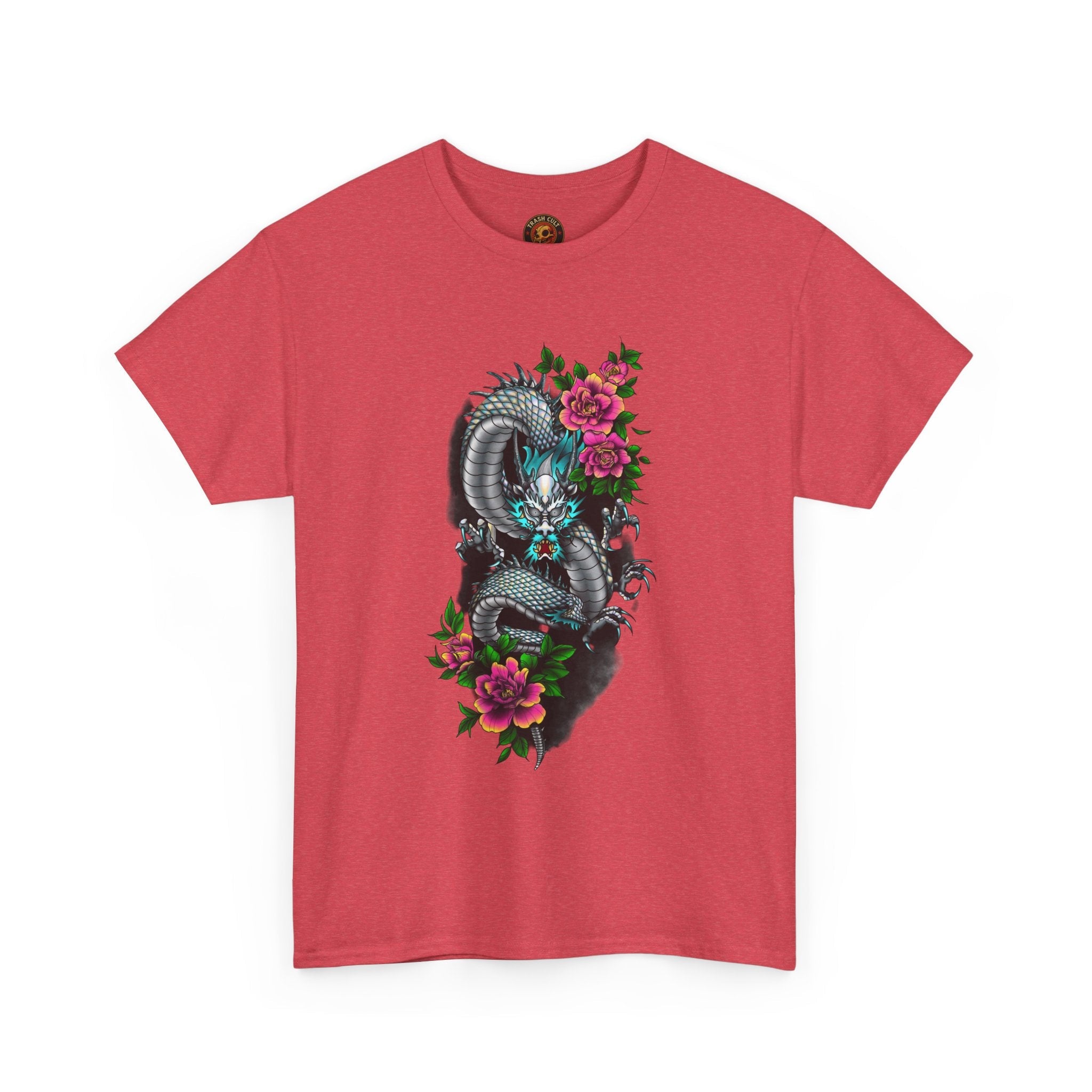 Mythic Dragon & Peonies Tattoo T-Shirt – Lara Davenport x Trash Cult Supply Co. Collab (Gildan 5000)