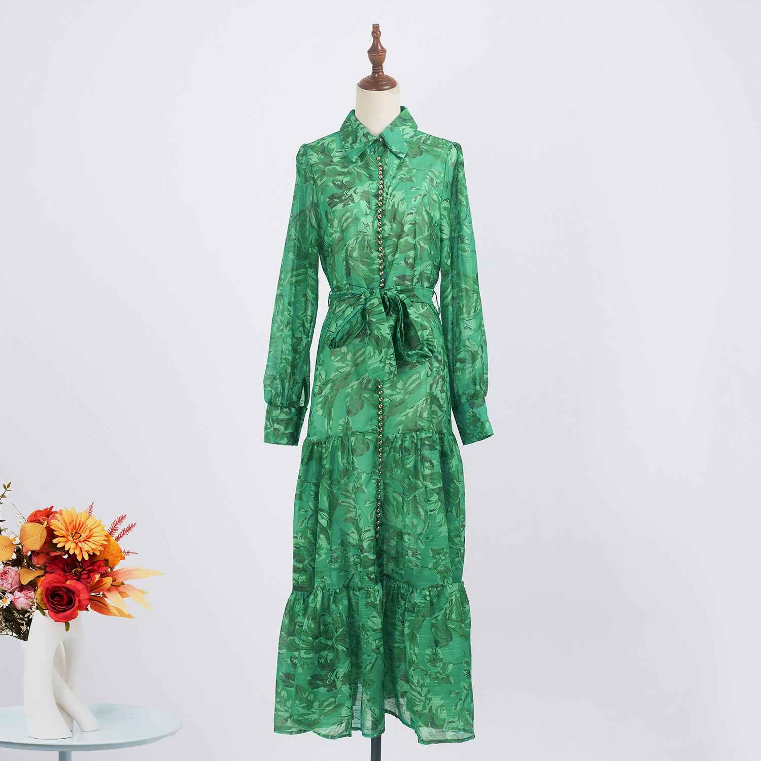Summer New Elegant Printed Strap Waistband Gentle Dress