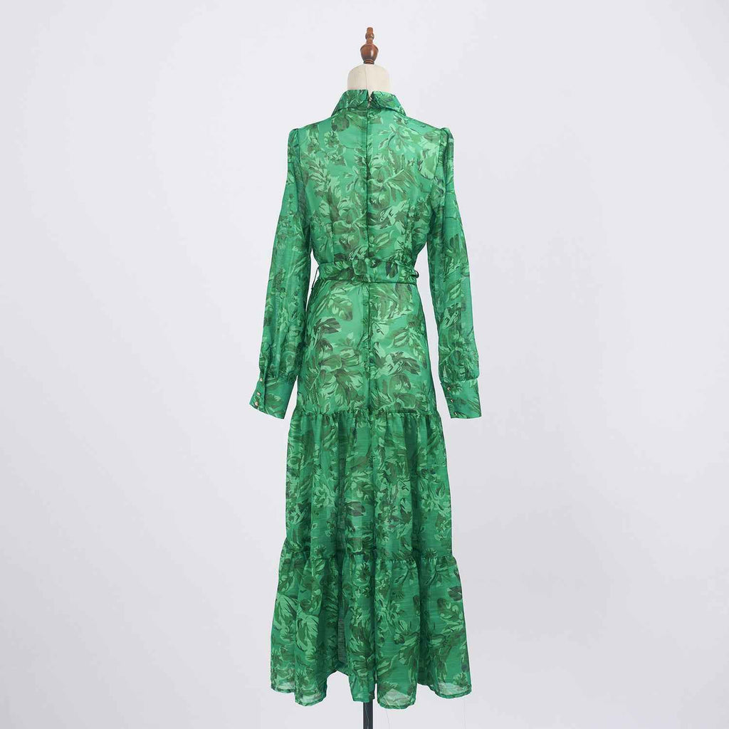 Summer New Elegant Printed Strap Waistband Gentle Dress