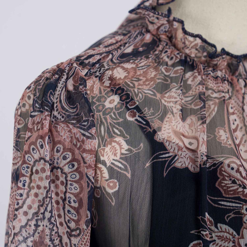 Light Luxury Elegant Retro Printed Long Sleeve Scarf Elegant Dress Two Piece