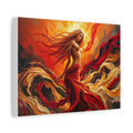 Stretched Canvas Art Print: Fiery Goddess in Flowing Red, Home Decor, wall art, art gift, bohemian decor, vibrant painting