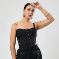 Sexy Non Stretch One Shoulder Top Lace up Single Breasted Boning Corset Irregular Asymmetric Vest