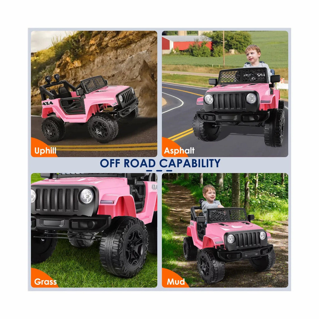 12V 2-Seater Electric Ride-On Car with LED Lights, MP3 Player, and Remote Control for Kids