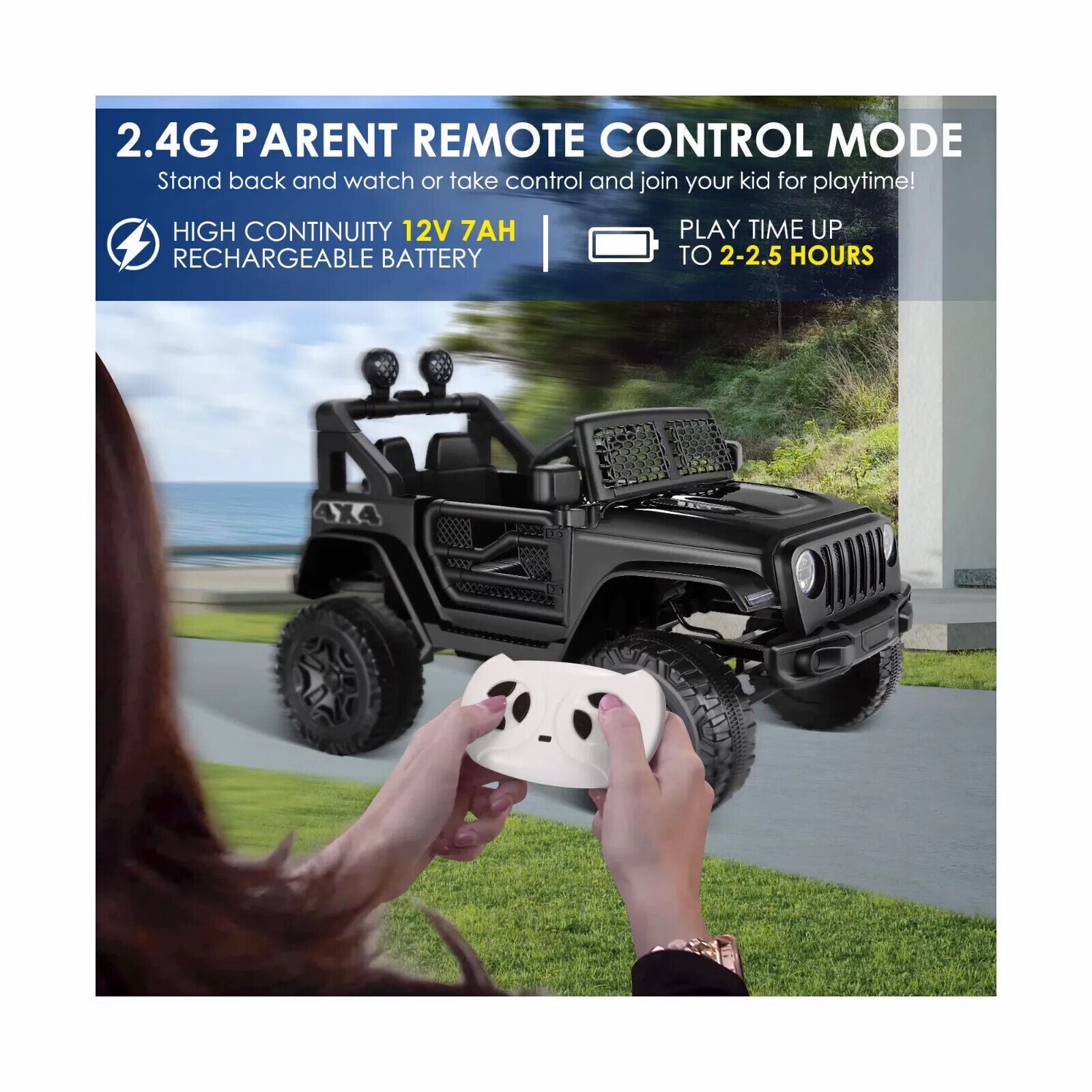 Electric Ride-On Car/Truck for Kids with MP3 Music and Remote Control - 12V with Lights - 76 Fun Features!