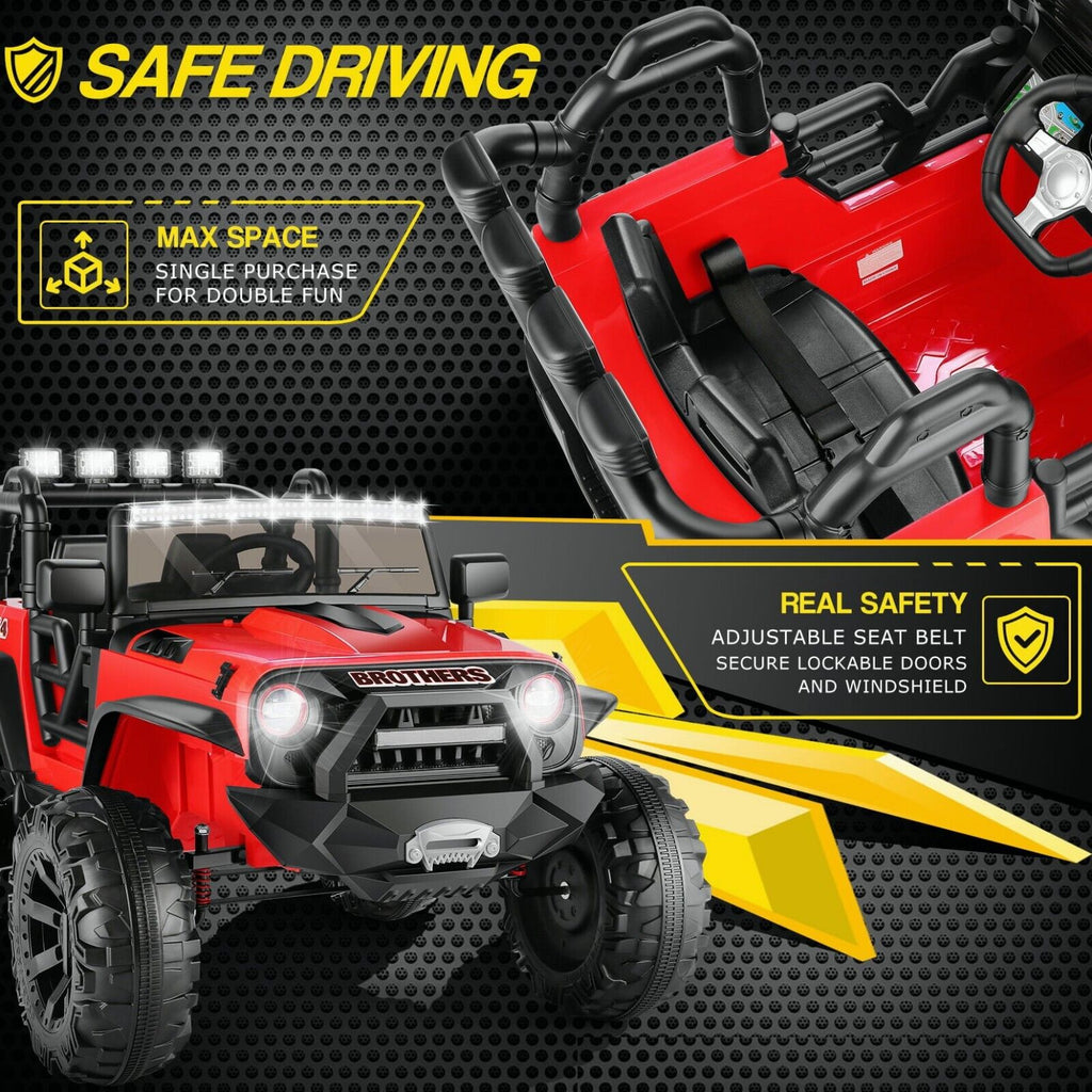 Jeep 24V/12V Kids Electric Ride-On Car with Remote Control, 3 Speeds, and LED Lights