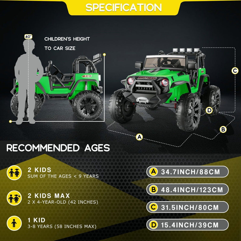 12V/24V Electric Jeep Truck ATV for Kids with Parent Remote Control - Fun and Safe Ride-On Toy