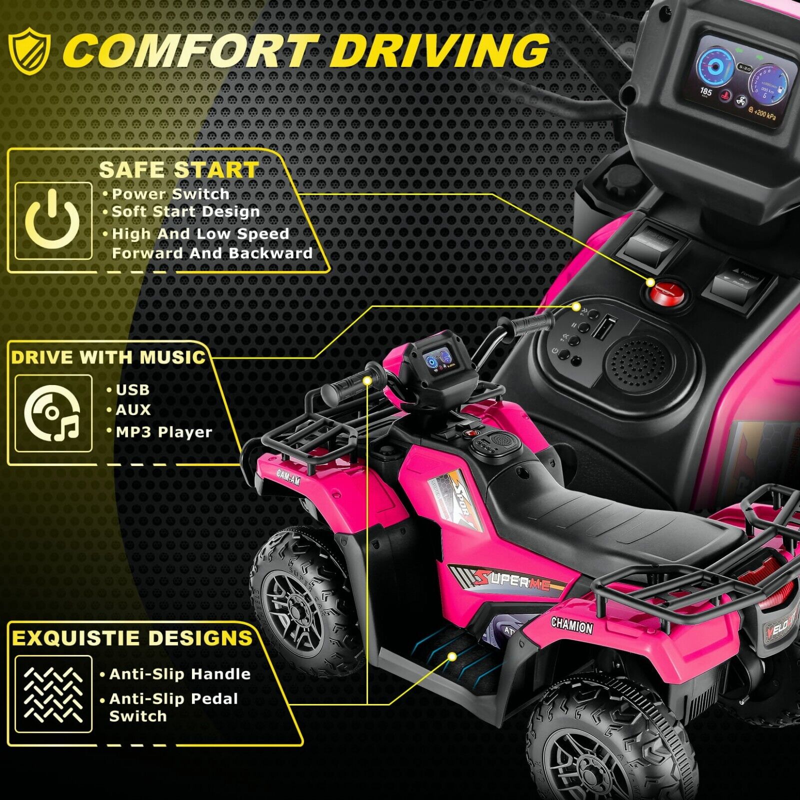 Electric 4 Wheeler ATV Car Jeep Truck for Kids - 12V/24V Battery Powered Ride-On Toy