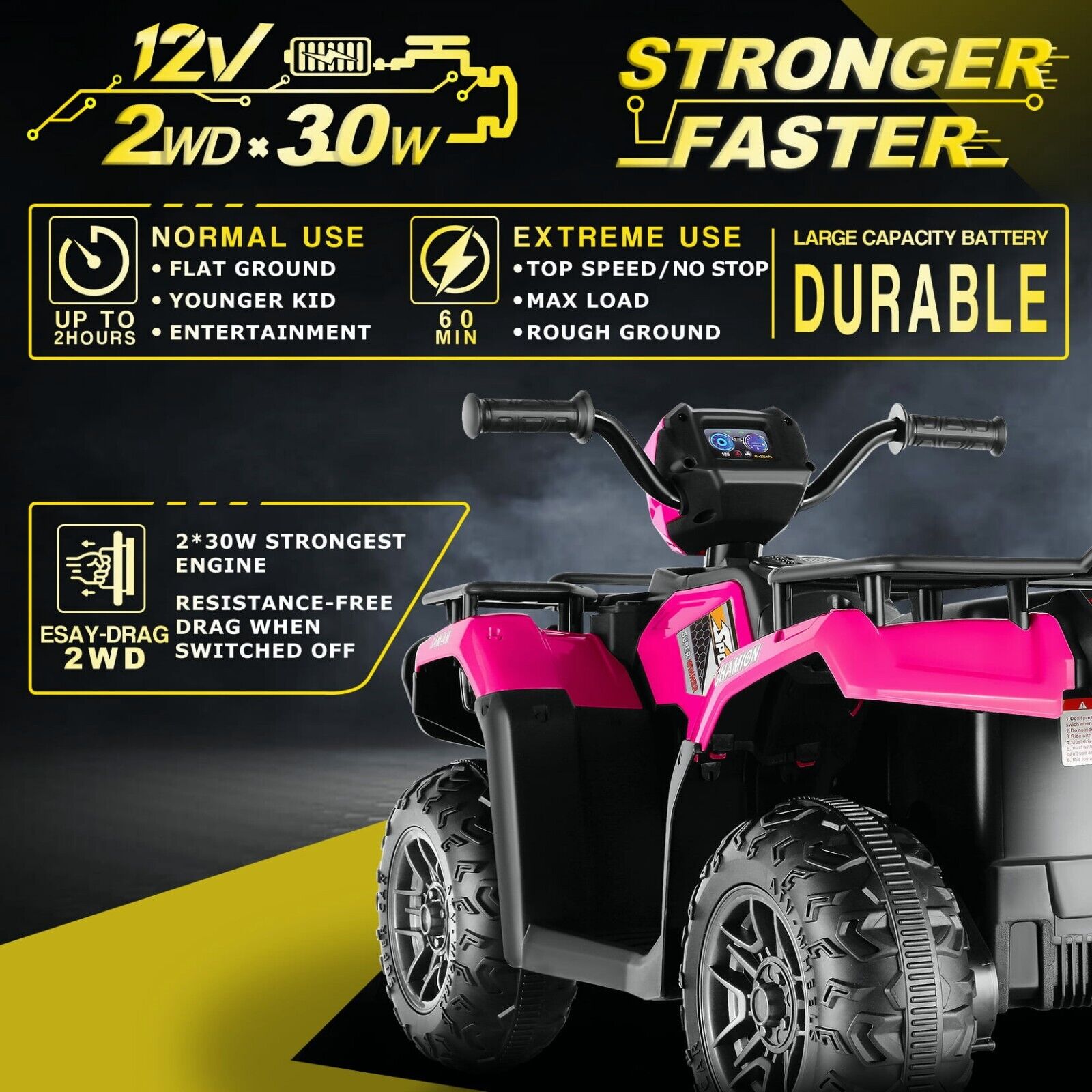 Electric 4 Wheeler ATV Car Jeep Truck for Kids - 12V/24V Battery Powered Ride-On Toy