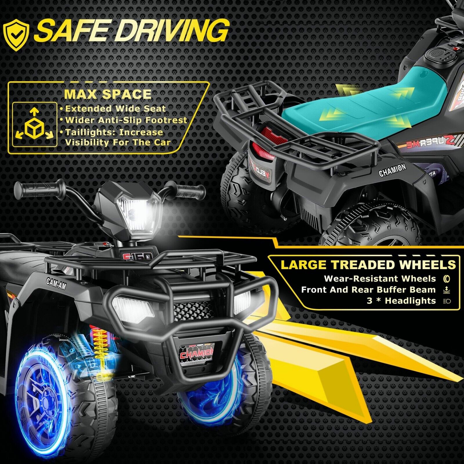 Electric Ride-On ATV Jeep Truck for Kids with LED Lights and Music