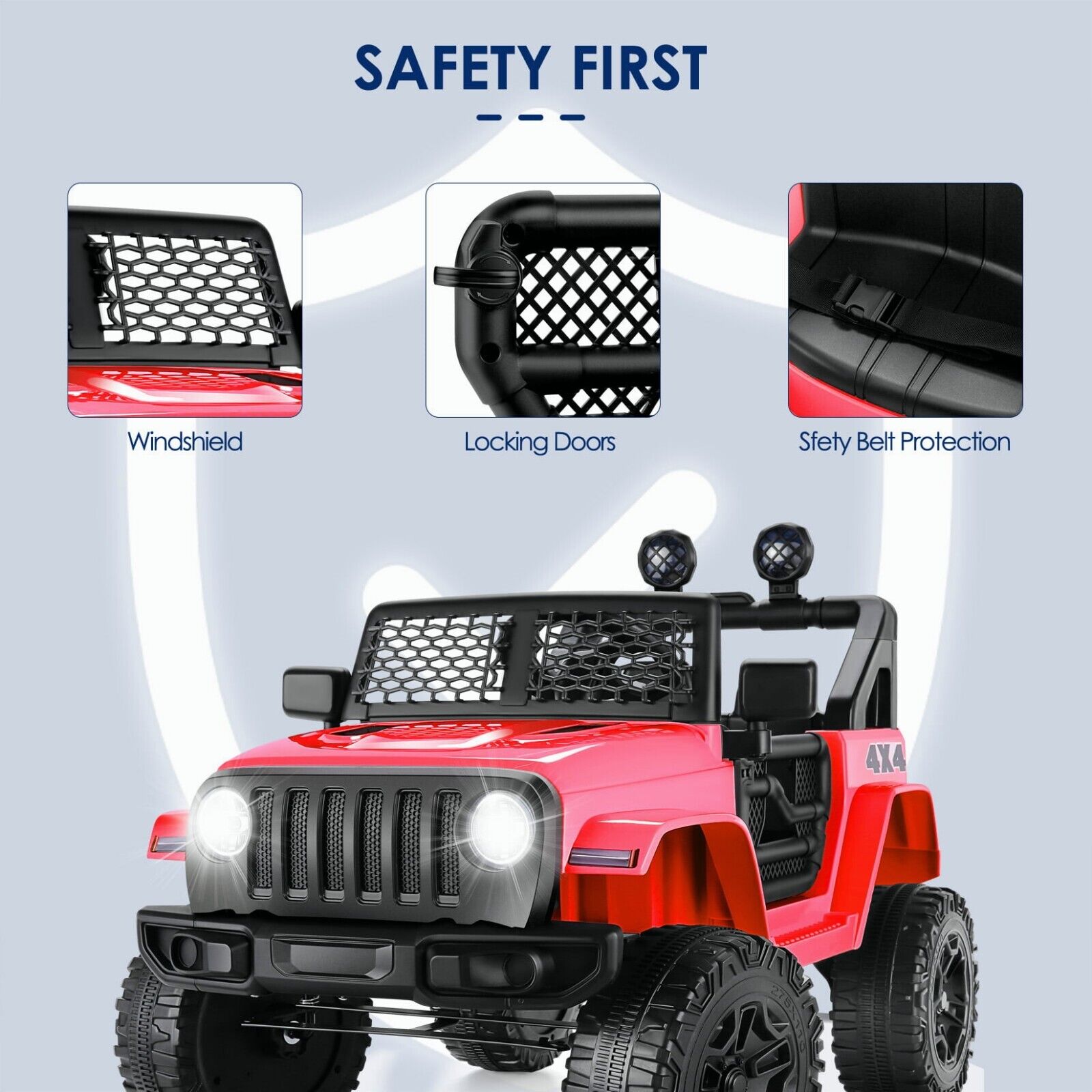 Electric Ride-On ATV Jeep Truck for Kids with LED Lights and Music
