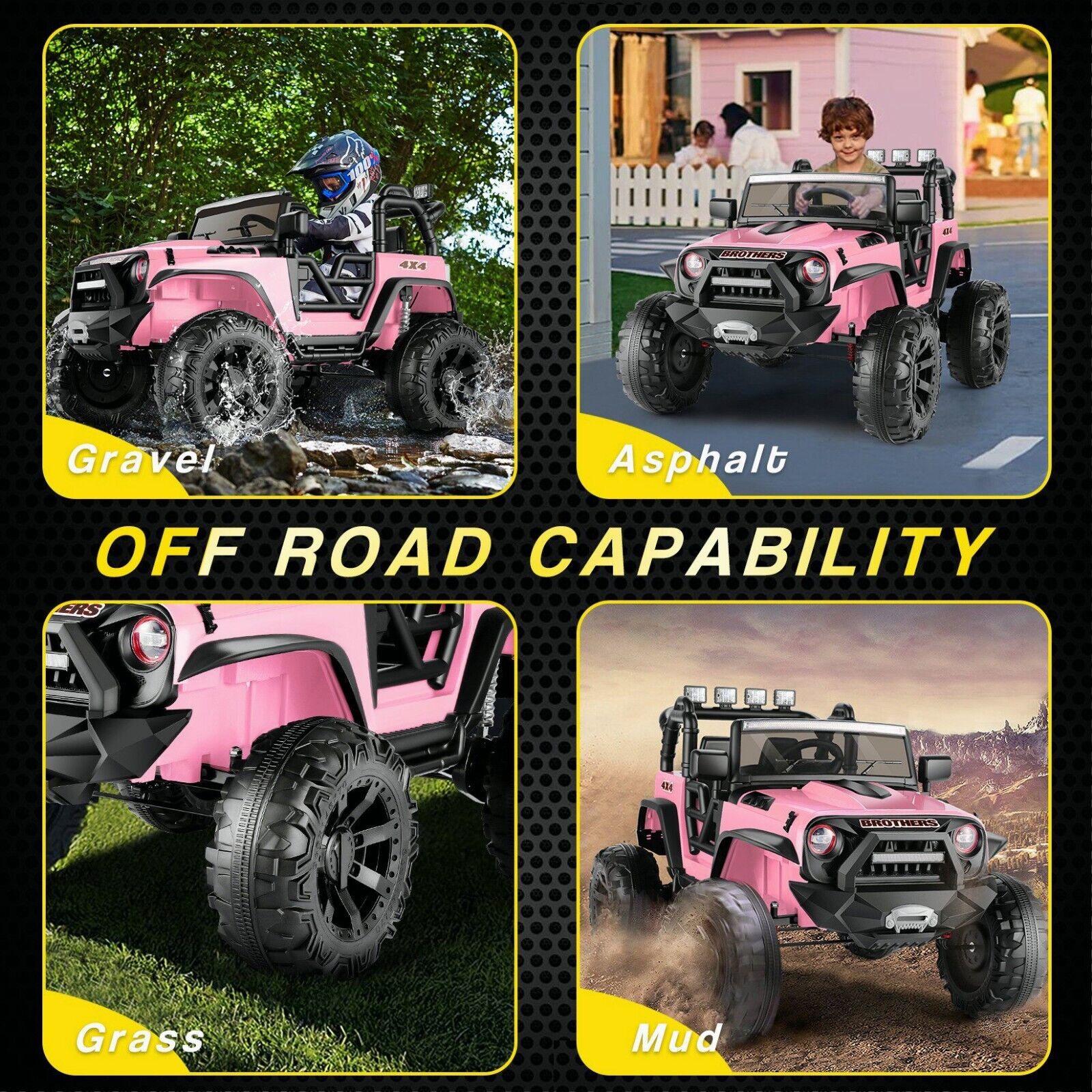 Electric Ride-On ATV Jeep Truck for Kids with LED Lights and Music