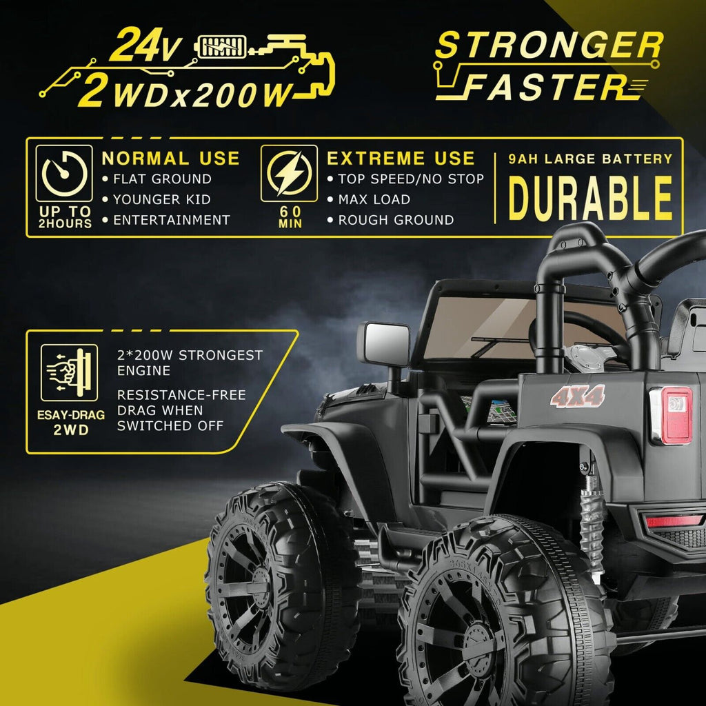 Electric Ride-On Jeep Truck for Kids: 12V/24V ATV Toy with Four-Wheel Drive
