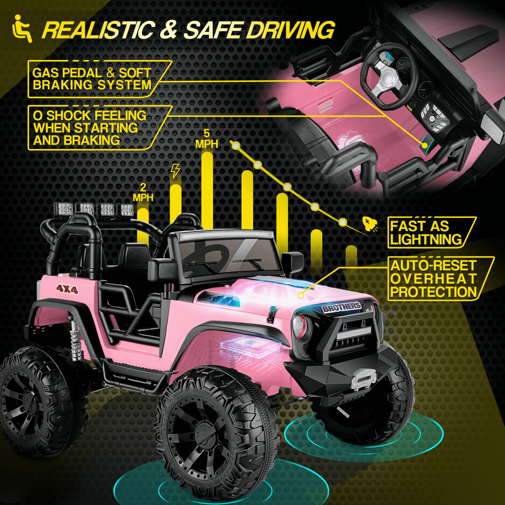 Electric Ride-On Jeep Truck for Kids: 12V/24V ATV Toy with Four-Wheel Drive