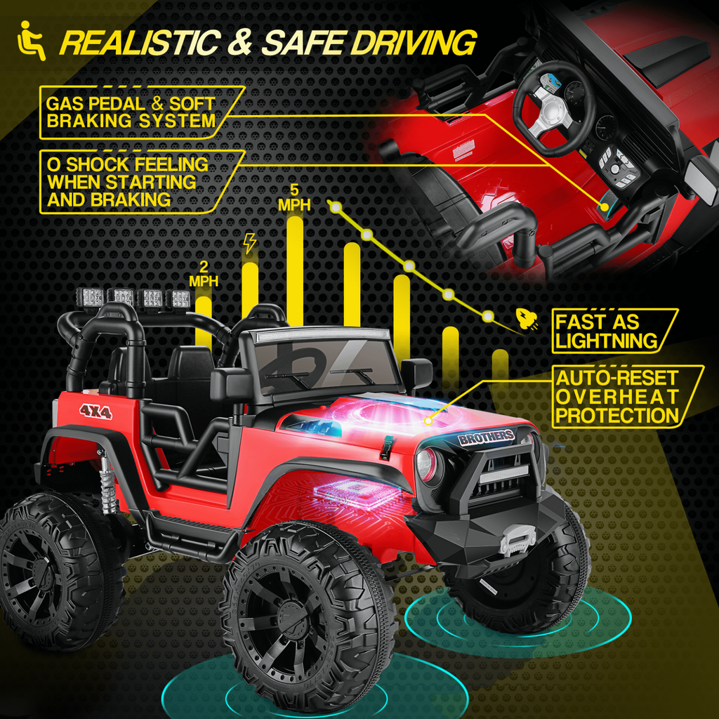 Electric Ride-On Jeep Truck for Kids: 12V/24V ATV Toy with Four-Wheel Drive