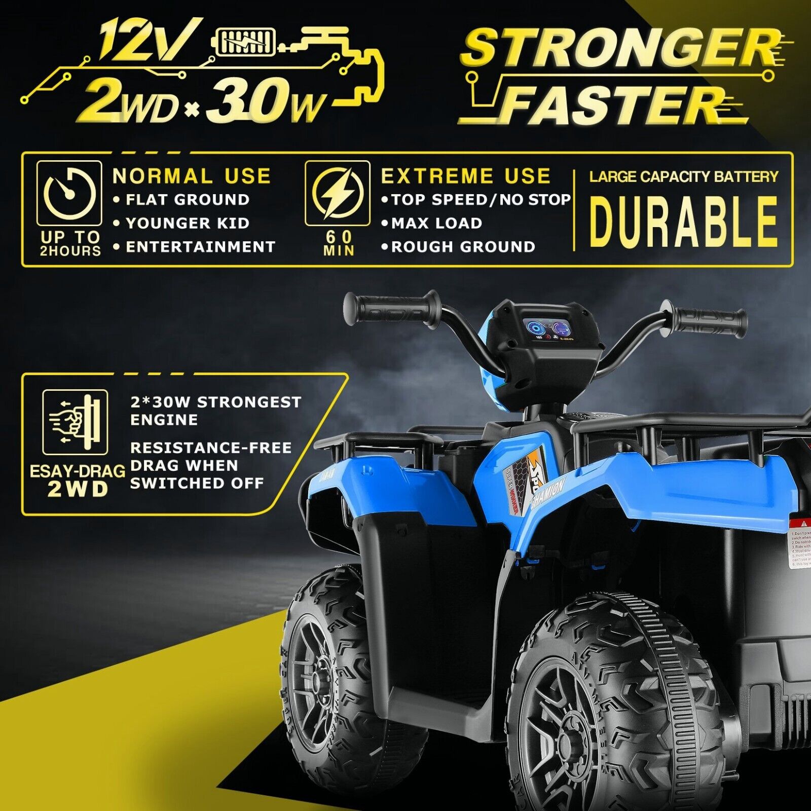 Electric Ride-On ATV Jeep Truck for Kids with MP3 Player - 12V/24V 4-Wheeler Car Toy for Toddlers