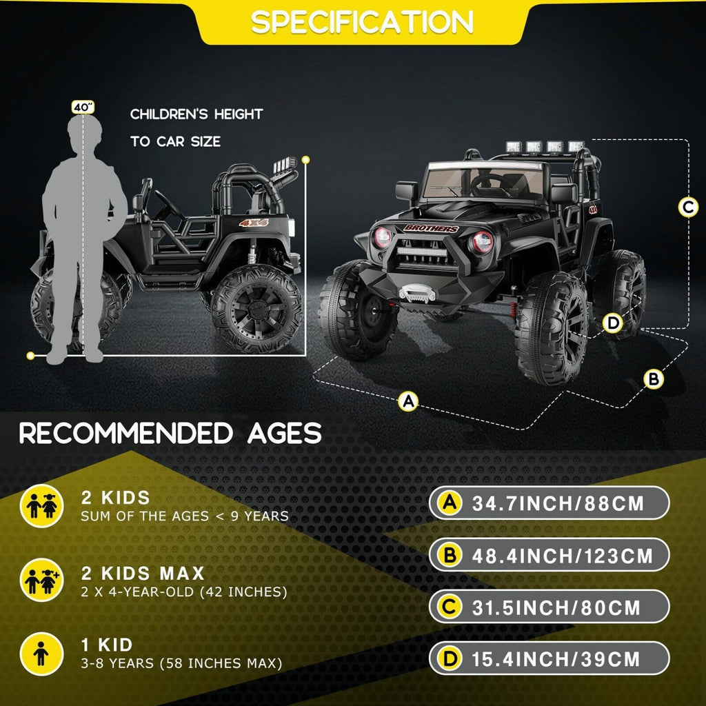 Electric Ride-On ATV Jeep Truck for Kids with MP3 Player - 12V/24V 4-Wheeler Car Toy for Toddlers