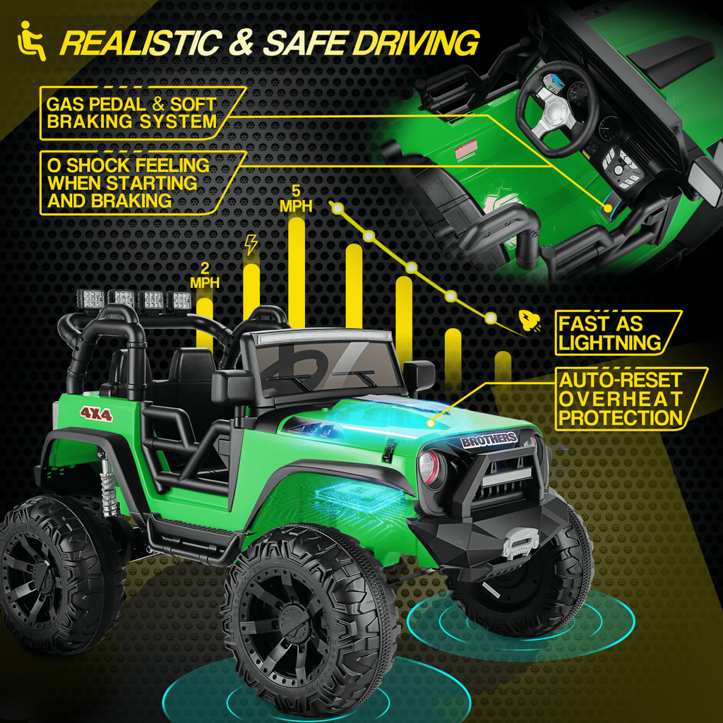 Electric Ride-On ATV Jeep Truck for Kids with MP3 Player - 12V/24V 4-Wheeler Car Toy for Toddlers