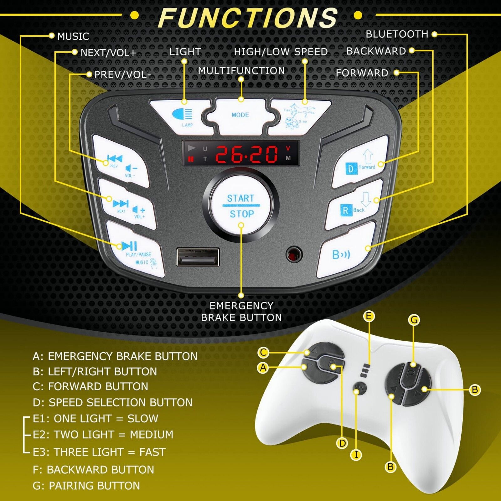 Electric Ride-On ATV Jeep Truck for Kids with MP3 Player - 12V/24V 4-Wheeler Car Toy for Toddlers