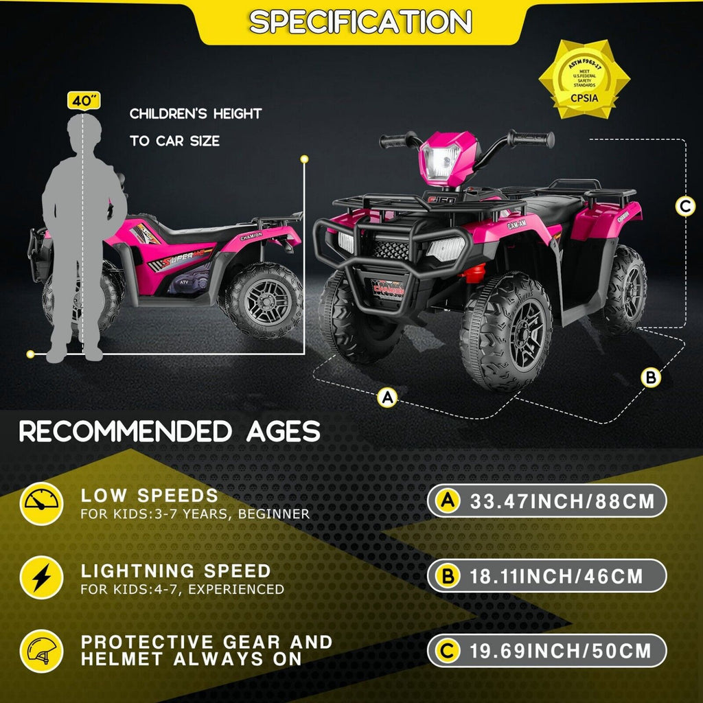 12V/24V Electric Jeep Truck ATV Ride-On Toy with Parental Remote Control for Kids