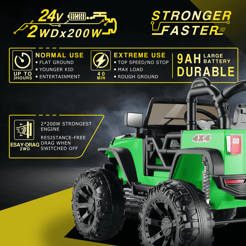 12V/24V Electric Jeep Truck ATV Ride-On Toy with Parental Remote Control for Kids