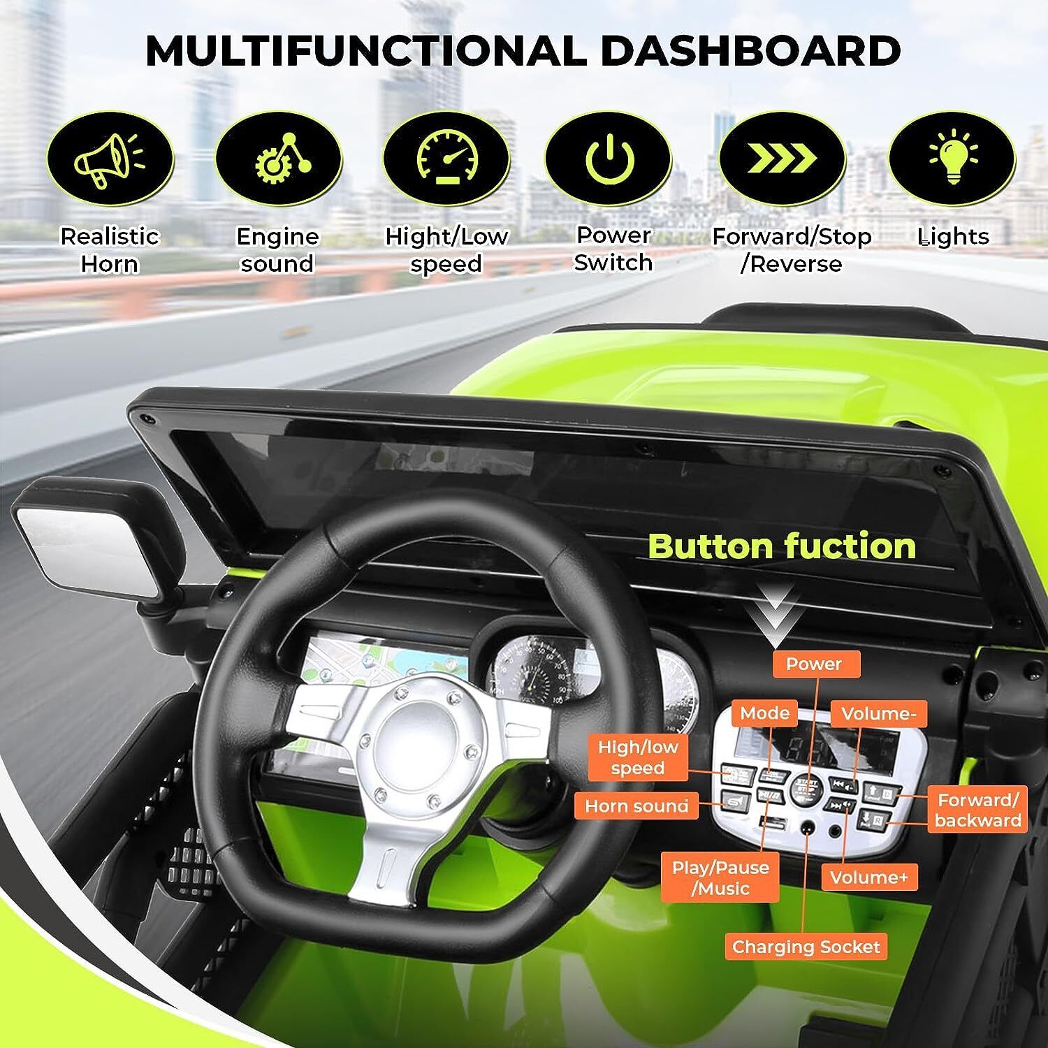 Electric Ride-On Car for Kids with Parent Remote Control and Music Player - 12V Truck Design