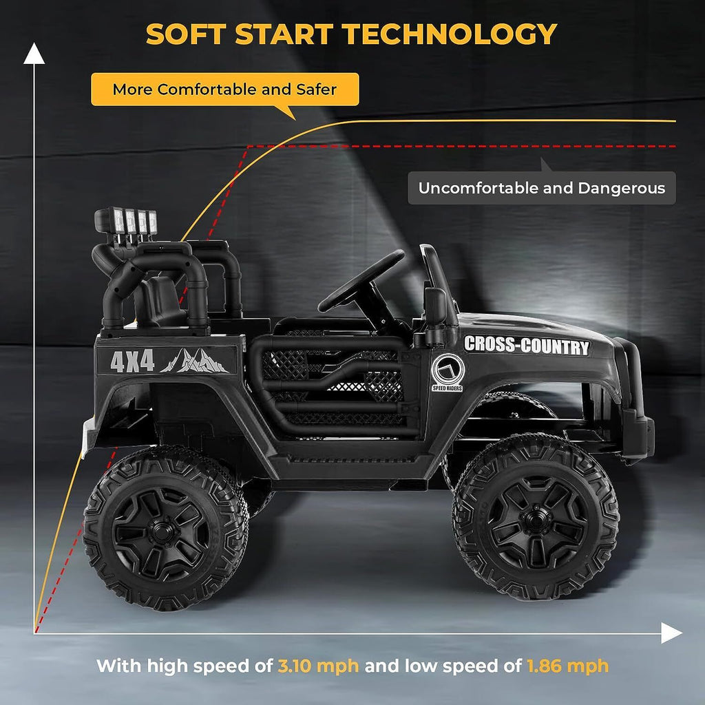 Electric Ride-On Car for Kids with Bluetooth and Music Player - 3 Speed Options