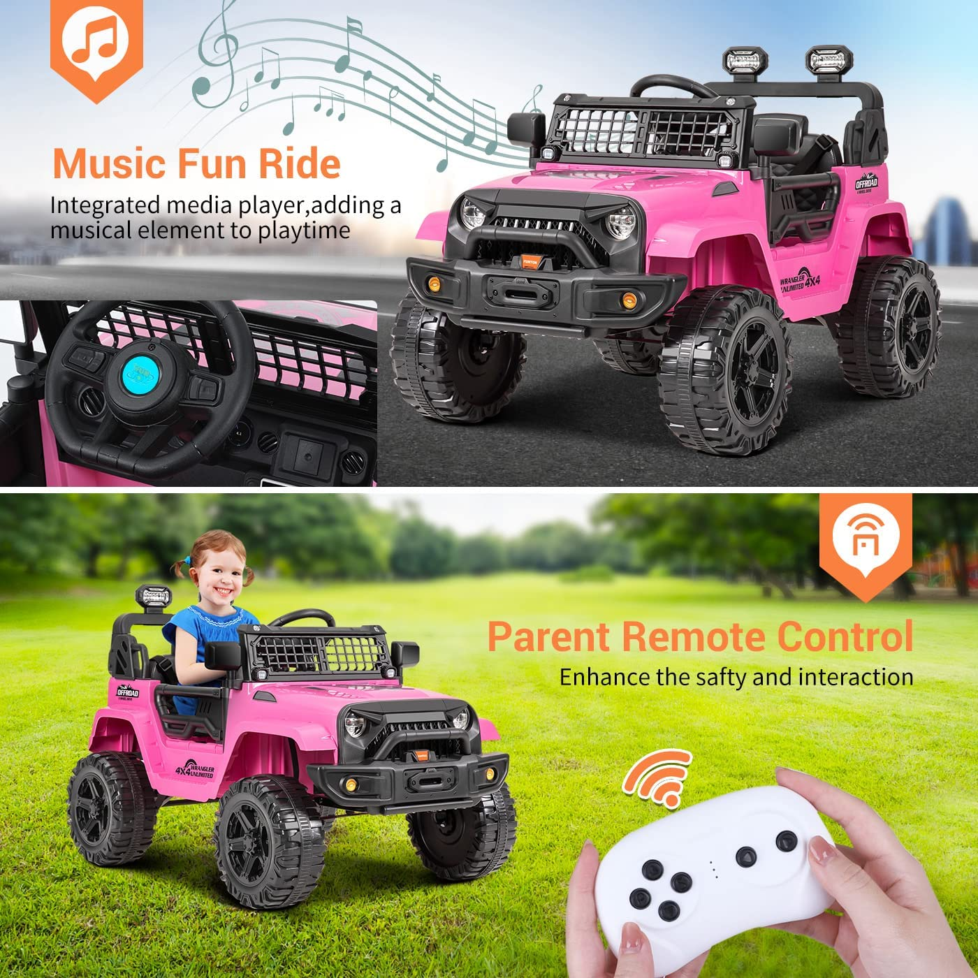 12V Battery Powered Electric Ride-On Truck with Remote Control