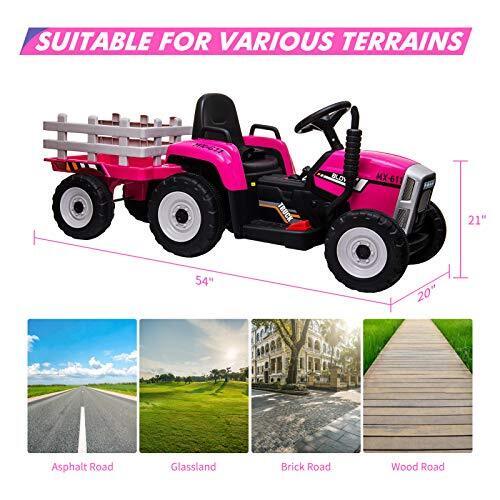 12V Battery Powered Electric Tractor with Trailer Ride-On Toy for Kids with Remote Control