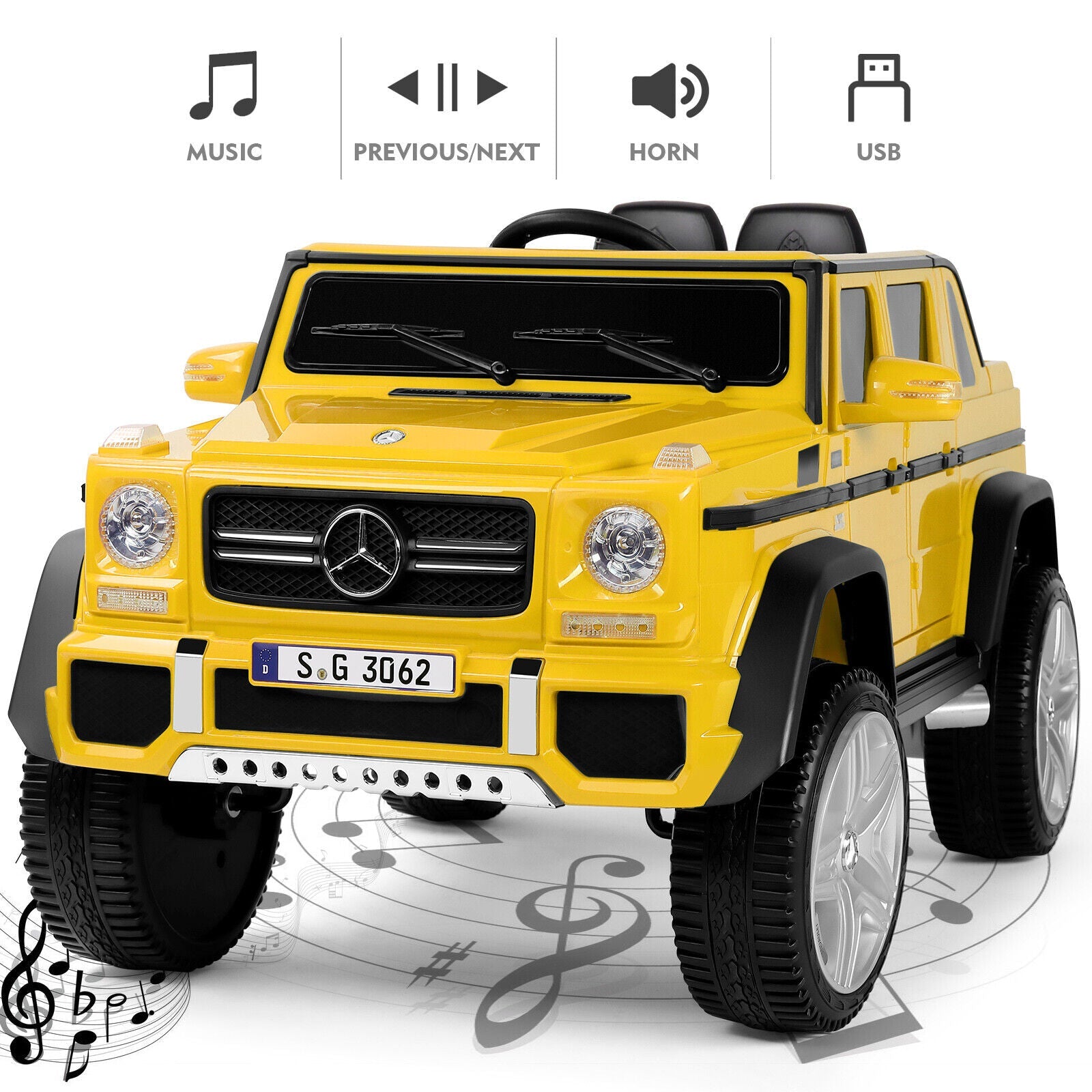 12V Battery-Powered Kids Ride-On Truck with LED Lights, Music, and Remote Control