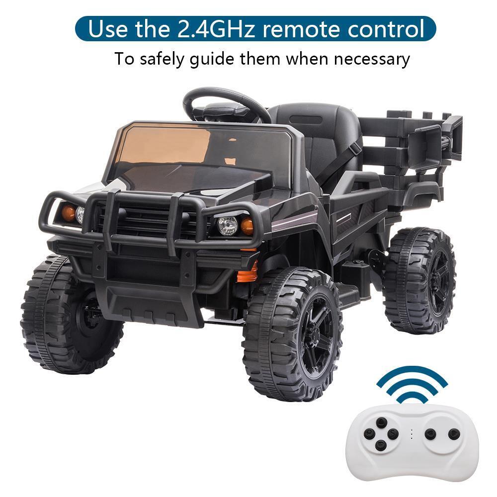 12V Battery-Powered Kids Tractor with Detachable Trailer Toy