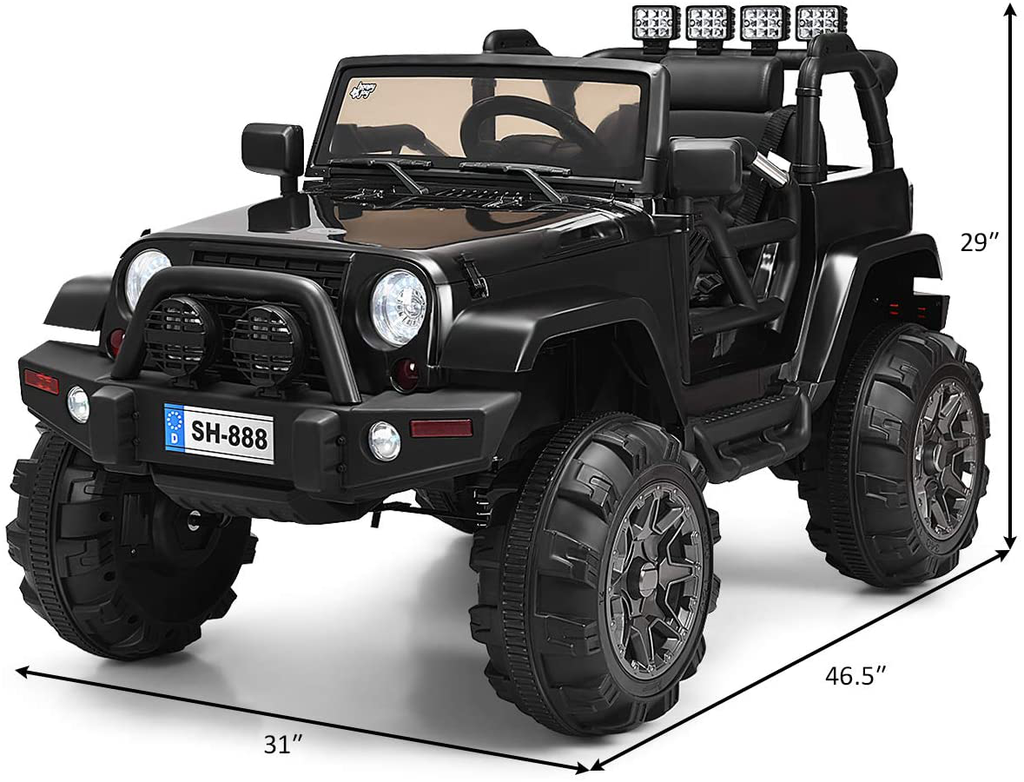 12V Battery Powered Ride-On Truck for Kids with Remote Control, LED Lights, and Music