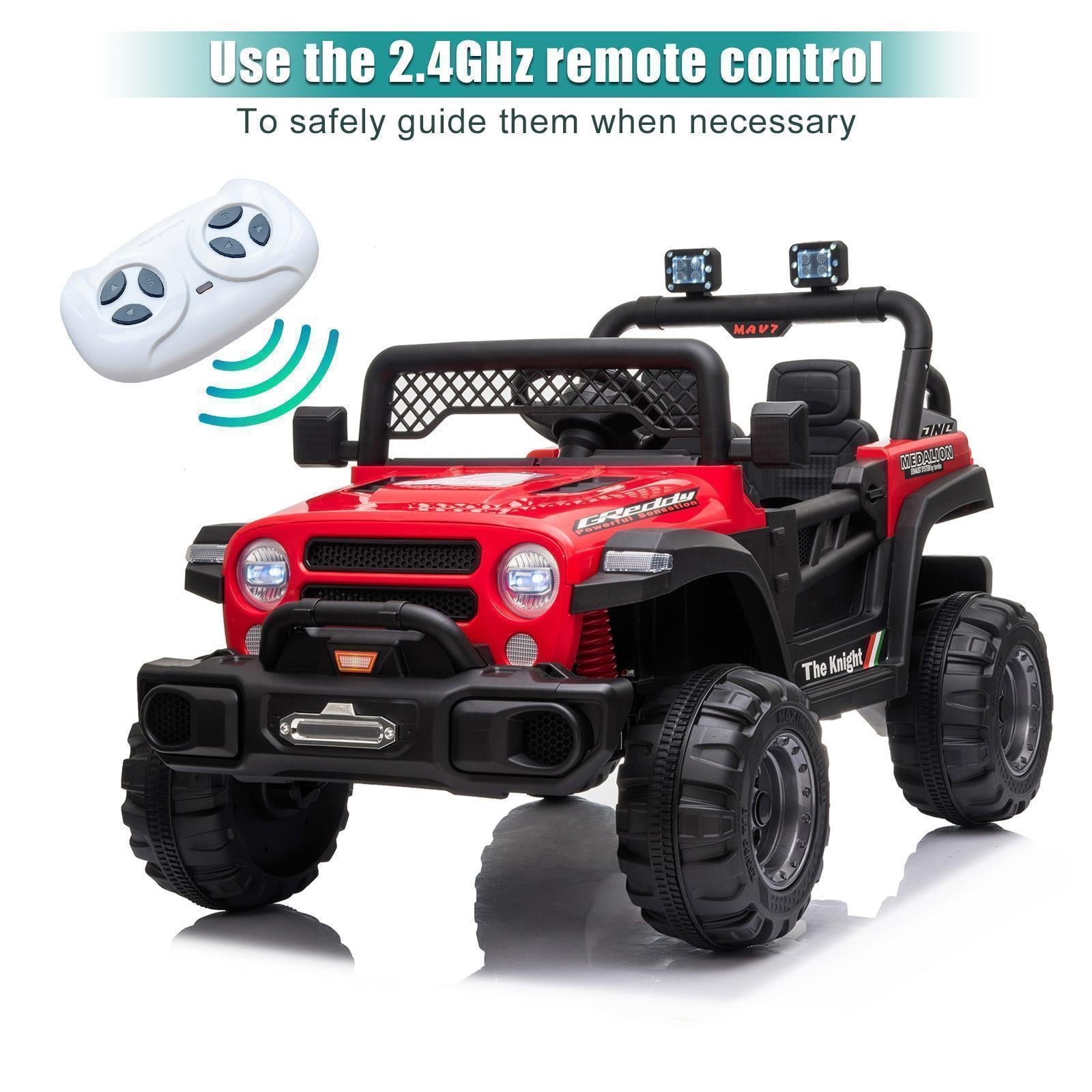 12V Battery Powered Ride On Truck with 2 Front LED Lights - Perfect Gift for Kids