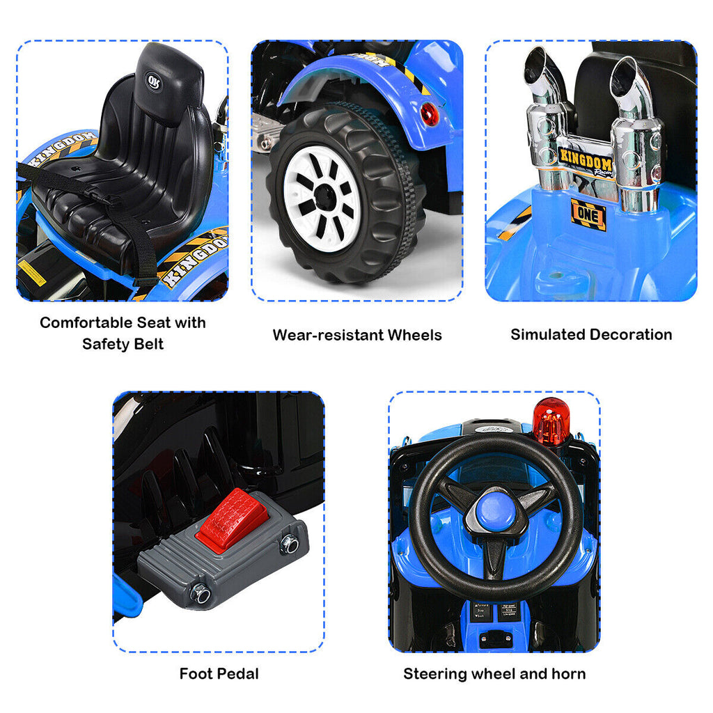 12V Battery Powered Ride-On Truck with Front Loader Digger for Outdoor Fun