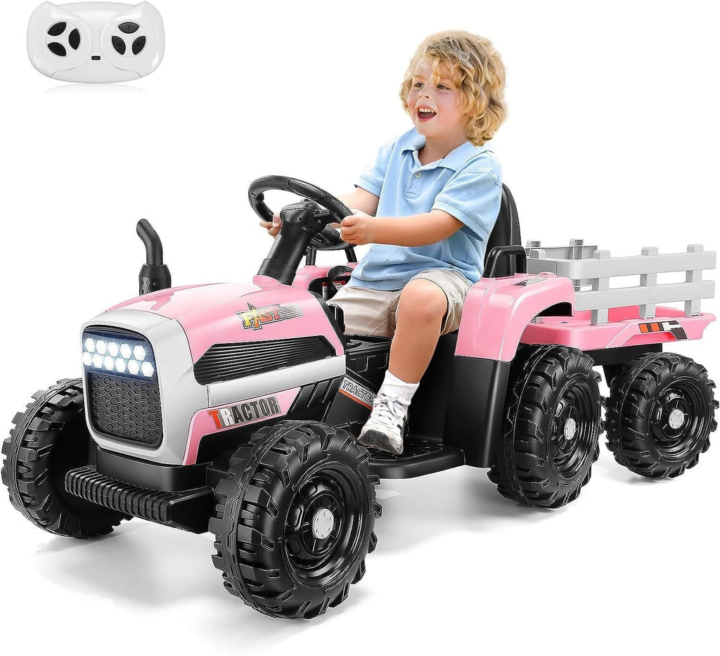 Electric Kids Ride-On Tractor with Trailer - Perfect Toddler Toy Gift